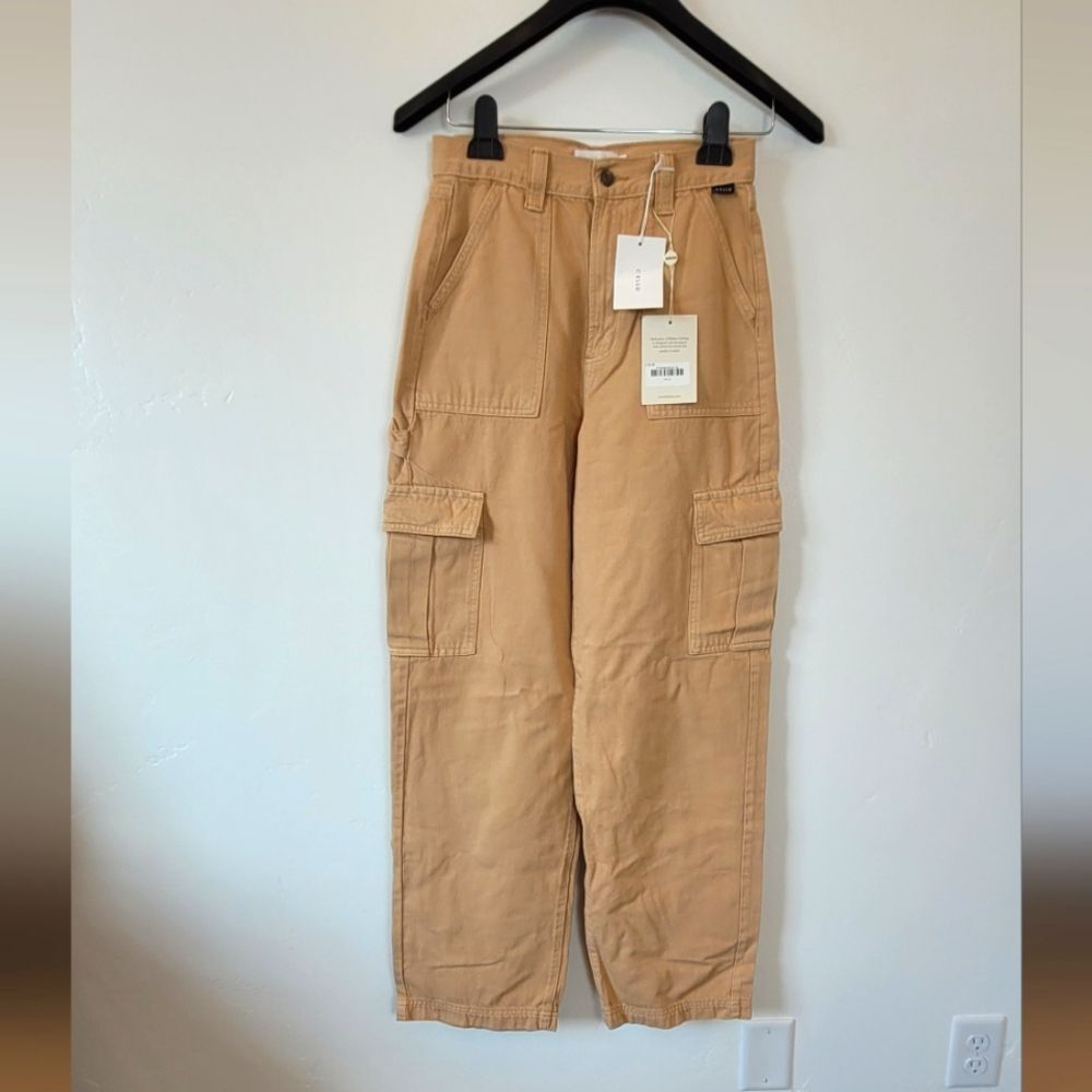 NEW Cello Baggy 90s Jeans Carpenter Cargo Brown Khaki Y2K Oversized 28" Waist